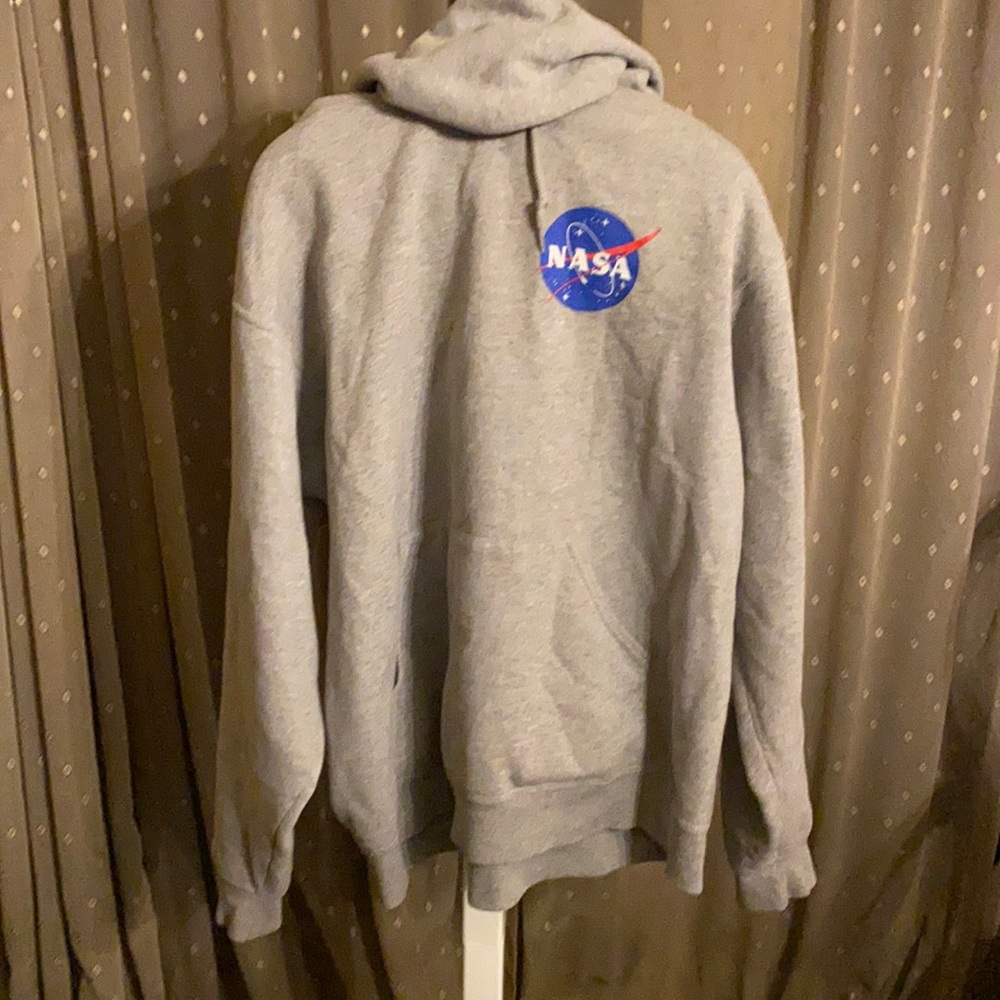 Fifth Sun Hoodie / NASA graphic front and back / size Large / color gray